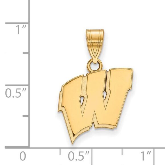 10k Yellow Gold U. of Wisconsin Medium Initial W Pendant - Picture 2 of 4